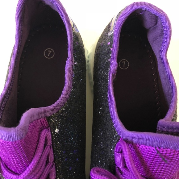 Purple Glitter Lightweight Tennis Shoes - Picture 3 of 4
